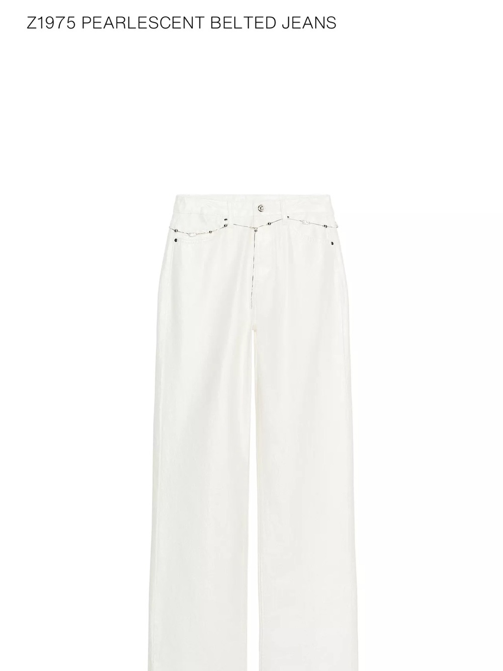 Zara Pearlescent White Wide-Leg Jeans